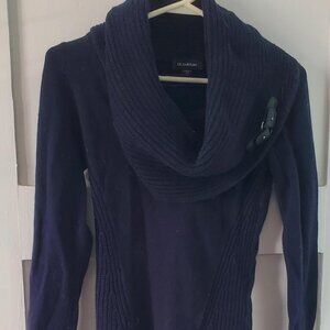 Navy Blue Cowl Neck Sweater